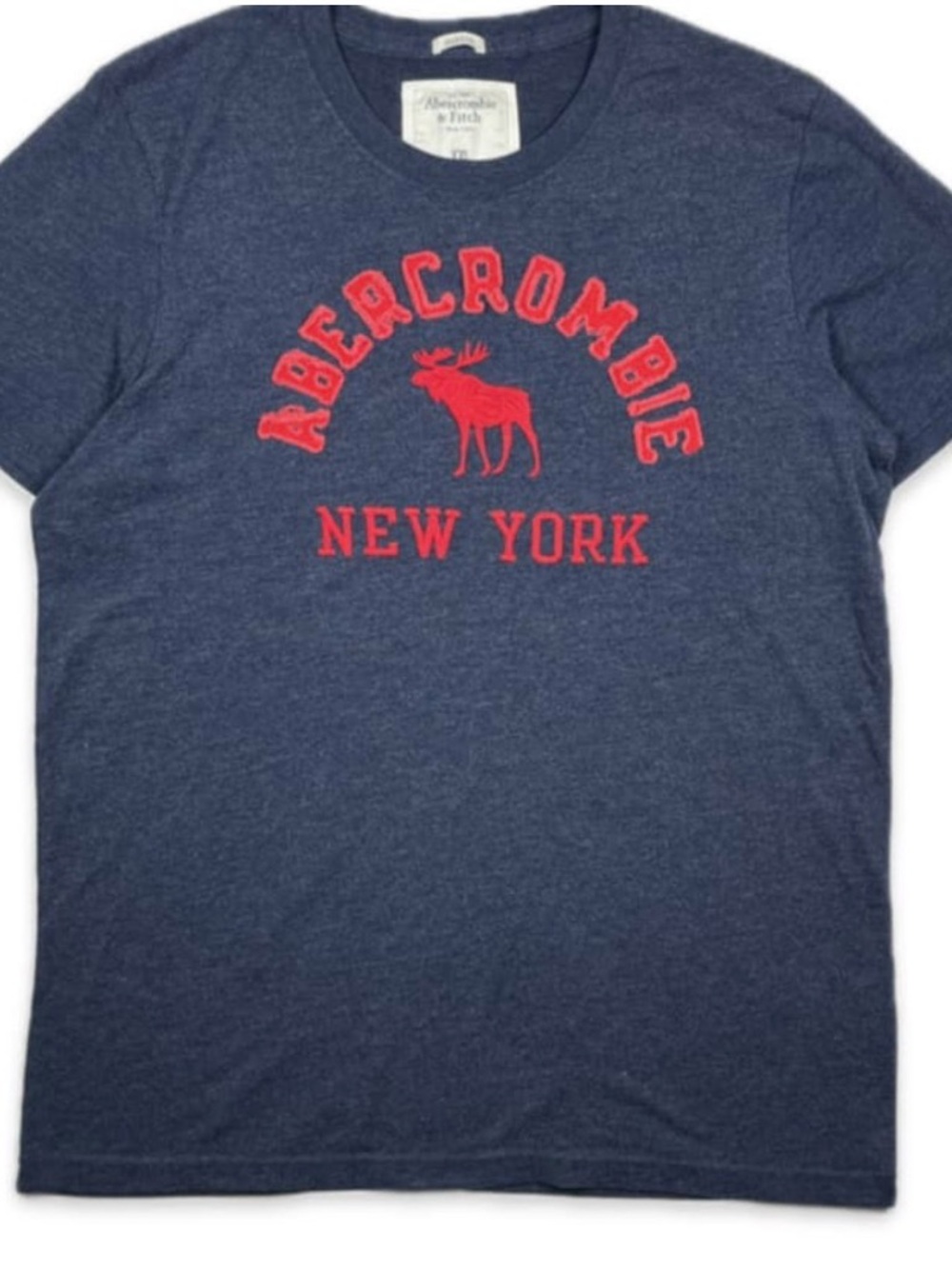 Abercrombie & Fitch Navy Muscle Tee Red Logo Abercrombie New York Moose Large